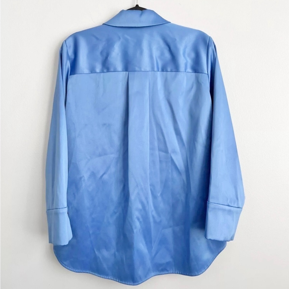 NWOT Baum Und Pferdgarten Size L • Blue Berly Snap Button Silky Jacket Top. - Picture 6 of 6